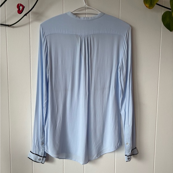 Zara Light Blue Mandarin Collar Blouse | Size XS - Picture 3 of 5
